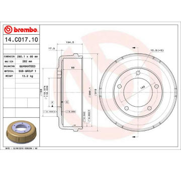 Brzdový buben BREMBO 14.C017.10