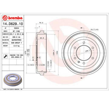 Brzdový buben BREMBO 14.D629.10