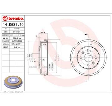 Brzdový bubon BREMBO 14.D631.10