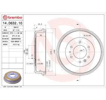 Brzdový buben BREMBO 14.D632.10