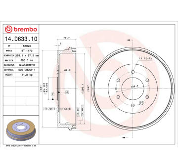 Brzdový buben BREMBO 14.D633.10