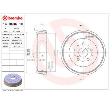 Brzdový buben BREMBO 14.D636.10