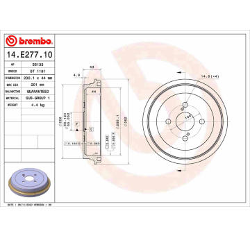 Brzdový buben BREMBO 14.E277.10