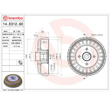 Brzdový buben BREMBO 14.E312.60