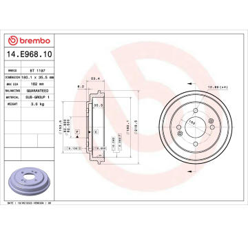 Brzdový buben BREMBO 14.E968.10