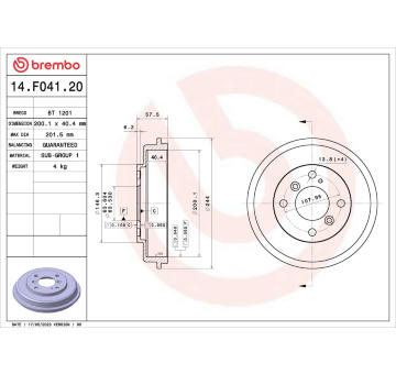 Brzdový buben BREMBO 14.F041.20