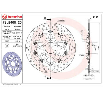 Brzdový kotouč BREMBO 78B40820