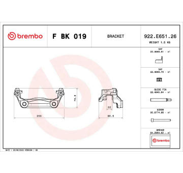 Sada drzaku brzdovych trmenu BREMBO F BK 019