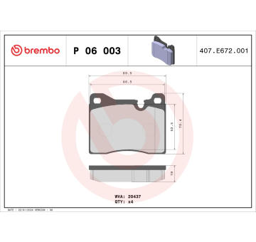 Sada brzdových platničiek kotúčovej brzdy BREMBO P 06 003