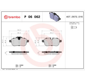 Sada brzdových platničiek kotúčovej brzdy BREMBO P 06 062