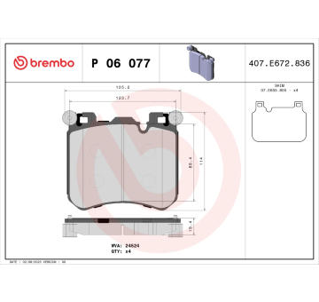 Sada brzdových destiček, kotoučová brzda BREMBO P 06 077