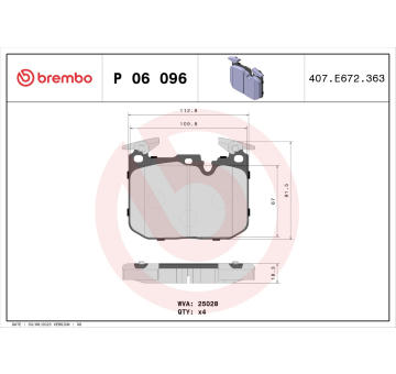 Sada brzdových destiček, kotoučová brzda BREMBO P 06 096X