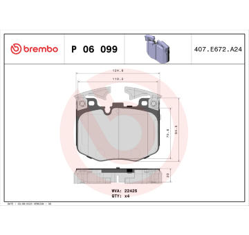 Sada brzdových destiček, kotoučová brzda BREMBO P 06 099