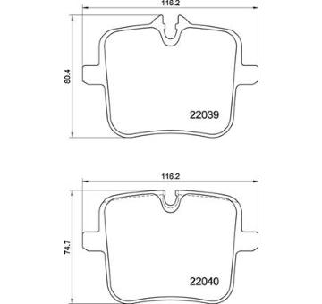 Sada brzdových destiček, kotoučová brzda BREMBO P 06 109