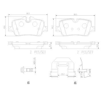 Sada brzdových destiček, kotoučová brzda BREMBO P06113NX