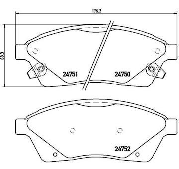 Sada brzdových destiček, kotoučová brzda BREMBO P 09 010