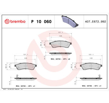 Sada brzdových destiček, kotoučová brzda BREMBO P 10 060