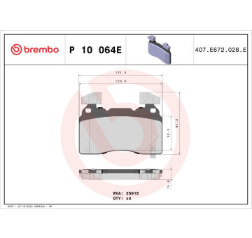 Sada brzdových destiček, kotoučová brzda BREMBO P 10 064E