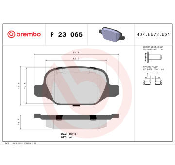 Sada brzdových destiček, kotoučová brzda BREMBO P 23 065