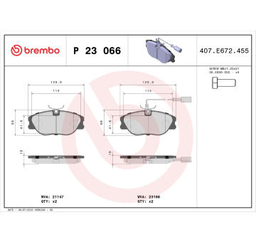 Sada brzdových destiček, kotoučová brzda BREMBO P 23 066