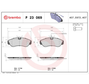 Sada brzdových destiček, kotoučová brzda BREMBO P 23 069