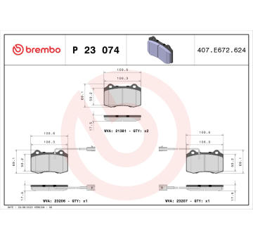 Sada brzdových platničiek kotúčovej brzdy BREMBO P 23 074