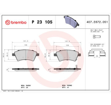 Sada brzdových destiček, kotoučová brzda BREMBO P 23 105