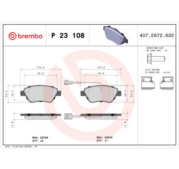 Sada brzdových destiček, kotoučová brzda BREMBO P 23 108