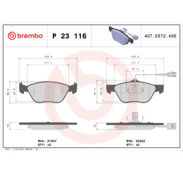 Sada brzdových platničiek kotúčovej brzdy BREMBO P 23 116