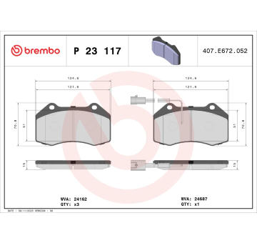 Sada brzdových destiček, kotoučová brzda BREMBO P 23 117