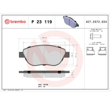 Sada brzdových destiček, kotoučová brzda BREMBO P 23 119