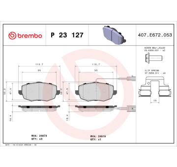 Sada brzdových destiček, kotoučová brzda BREMBO P 23 127