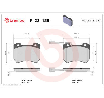 Sada brzdových destiček, kotoučová brzda BREMBO P 23 129