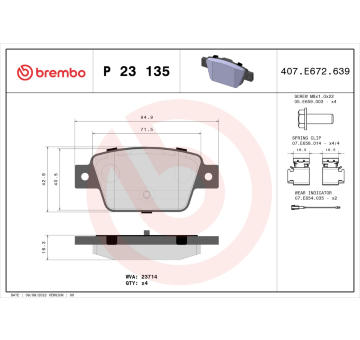 Sada brzdových destiček, kotoučová brzda BREMBO P 23 135