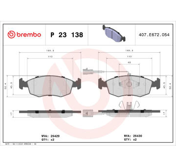 Sada brzdových platničiek kotúčovej brzdy BREMBO P 23 138