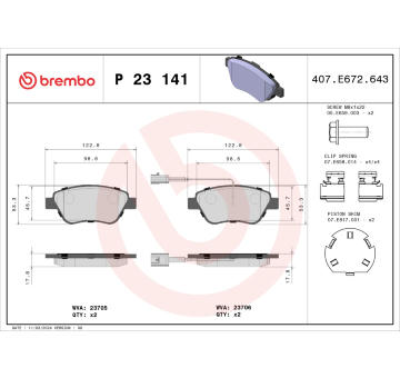 Sada brzdových destiček, kotoučová brzda BREMBO P 23 141X