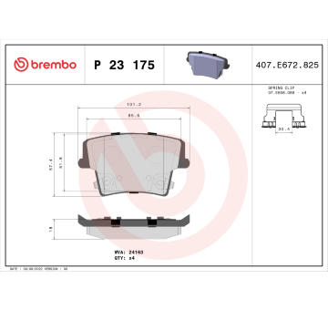 Sada brzdových destiček, kotoučová brzda BREMBO P 23 175