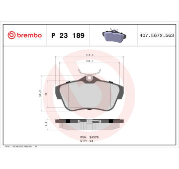 Sada brzdových destiček, kotoučová brzda BREMBO P 23 189