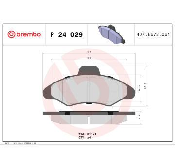 Sada brzdových destiček, kotoučová brzda BREMBO P 24 029