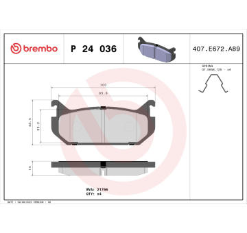 Sada brzdových destiček, kotoučová brzda BREMBO P 24 036