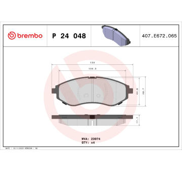 Sada brzdových destiček, kotoučová brzda BREMBO P 24 048