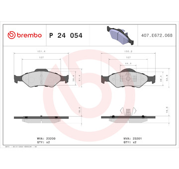 Sada brzdových destiček, kotoučová brzda BREMBO P 24 054