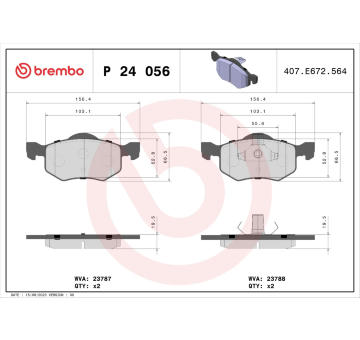 Sada brzdových destiček, kotoučová brzda BREMBO P 24 056