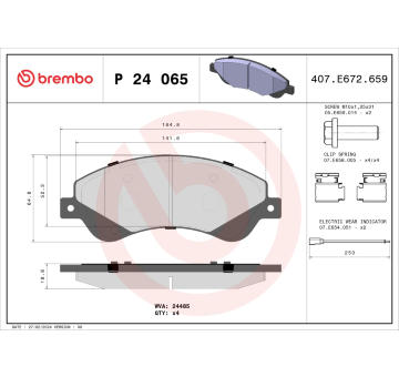 Sada brzdových destiček, kotoučová brzda BREMBO P 24 065