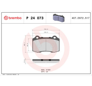 Sada brzdových destiček, kotoučová brzda BREMBO P 24 073