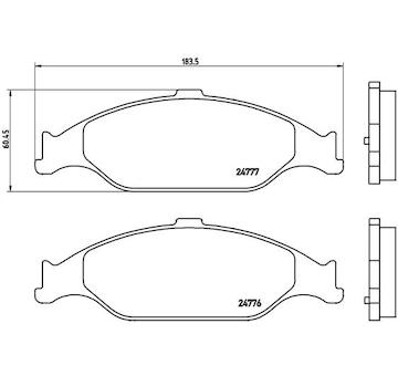 Sada brzdových destiček, kotoučová brzda BREMBO P 24 082