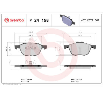 Sada brzdových destiček, kotoučová brzda BREMBO P 24 158