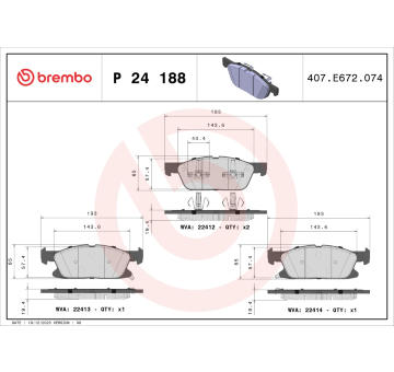 Sada brzdových destiček, kotoučová brzda BREMBO P 24 188