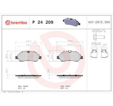 Sada brzdových destiček, kotoučová brzda BREMBO P 24 209