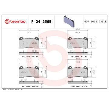 Sada brzdových destiček, kotoučová brzda BREMBO P 24 256E